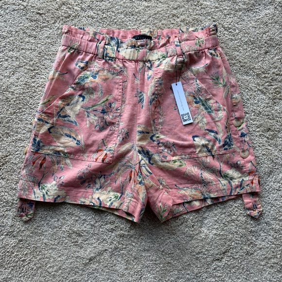Sanctuary Pants - Sanctuary Linen Blend Pink Floral Paperbag Shorts NWT S